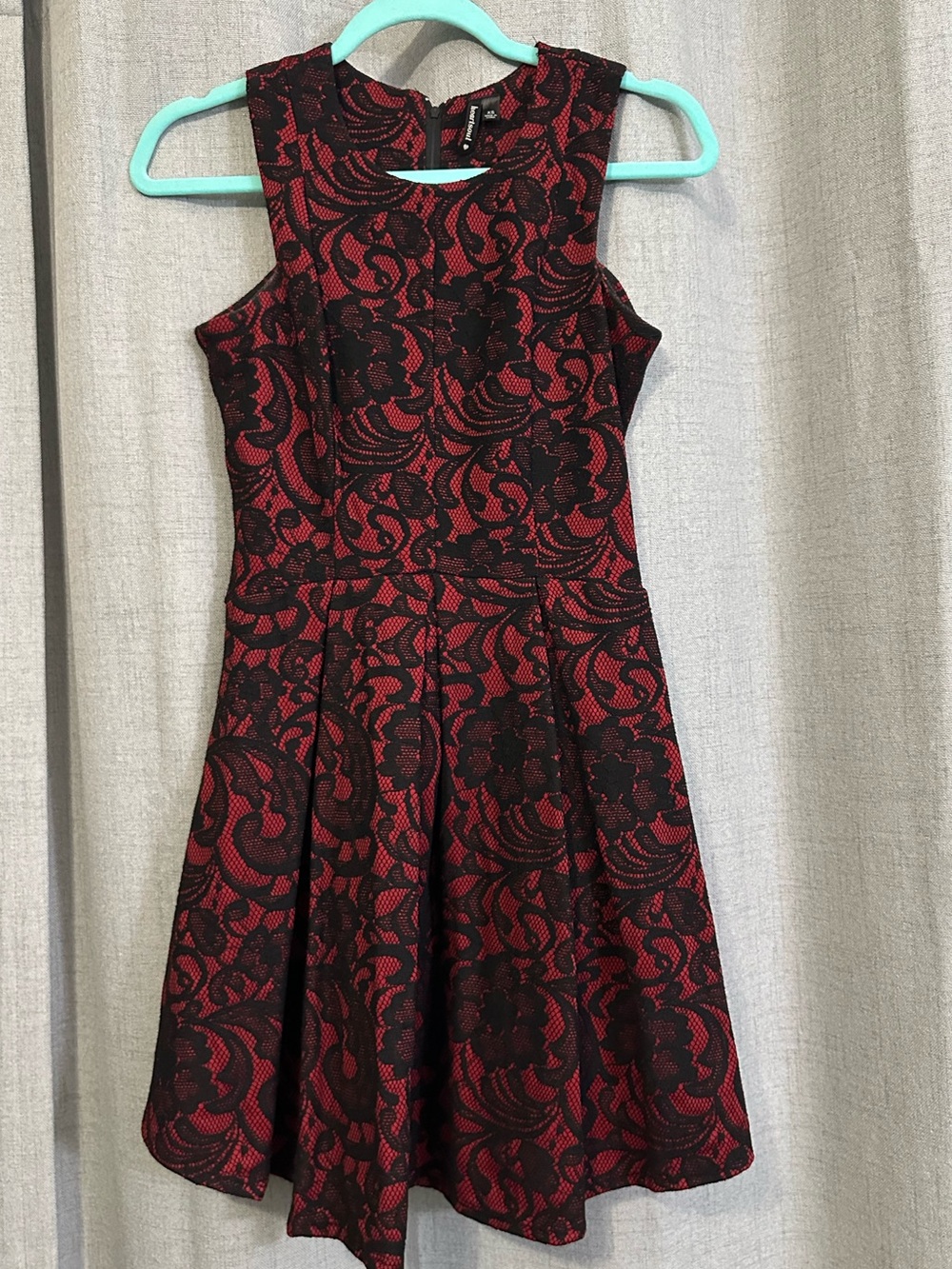 HeartSoul Red Dress with Black Lace Overlay
